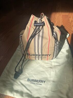 Burberry Vintage Check Drawstring Bucket Bag + Handle & Insert Mini Crossbody